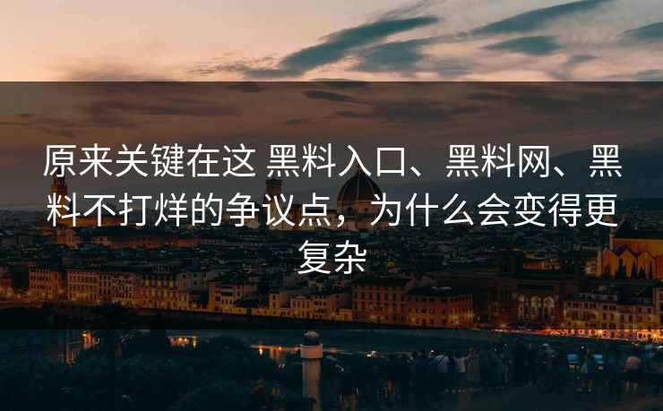原来关键在这 黑料入口、黑料网、黑料不打烊的争议点，为什么会变得更复杂