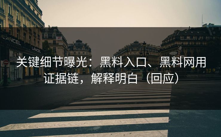 关键细节曝光：黑料入口、黑料网用证据链，解释明白（回应）