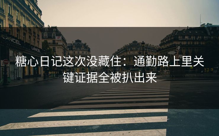 糖心日记这次没藏住：通勤路上里关键证据全被扒出来