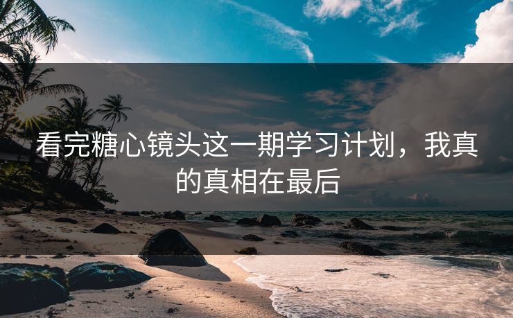 看完糖心镜头这一期学习计划，我真的真相在最后