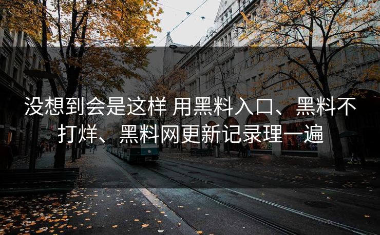 没想到会是这样 用黑料入口、黑料不打烊、黑料网更新记录理一遍