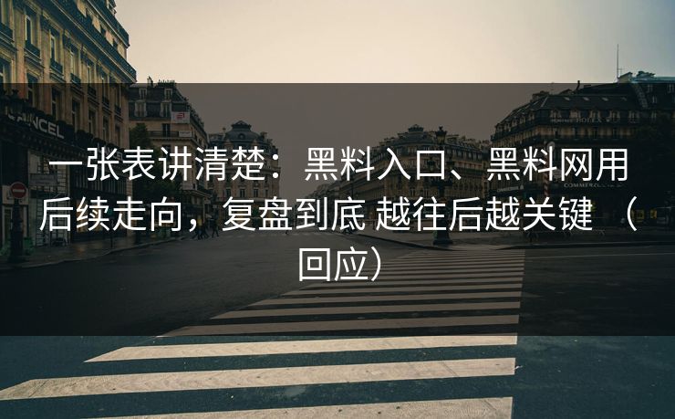 一张表讲清楚：黑料入口、黑料网用后续走向，复盘到底 越往后越关键 （回应）