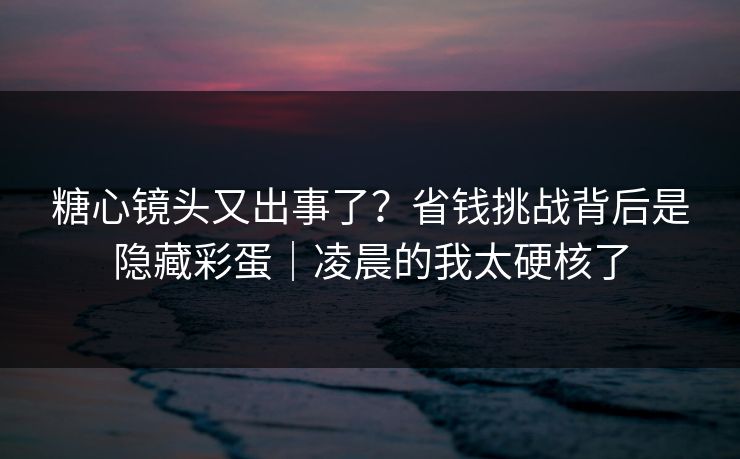糖心镜头又出事了？省钱挑战背后是隐藏彩蛋｜凌晨的我太硬核了