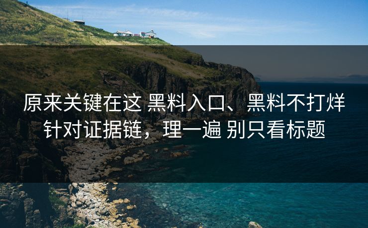 原来关键在这 黑料入口、黑料不打烊针对证据链，理一遍 别只看标题