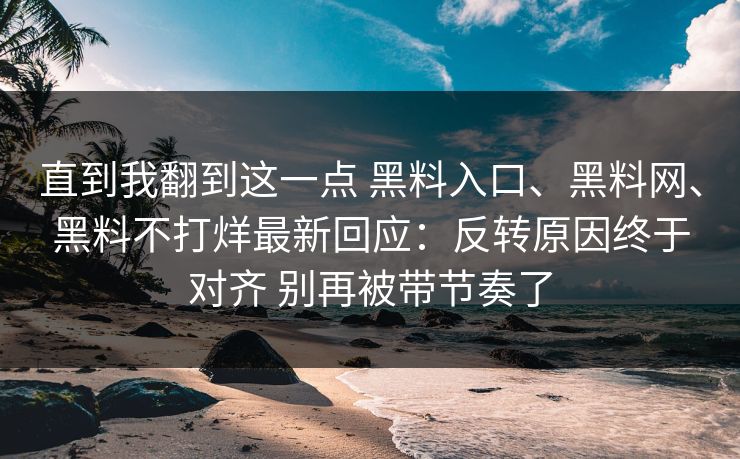 直到我翻到这一点 黑料入口、黑料网、黑料不打烊最新回应：反转原因终于对齐 别再被带节奏了
