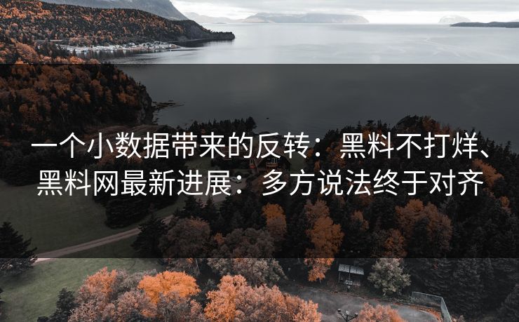一个小数据带来的反转：黑料不打烊、黑料网最新进展：多方说法终于对齐