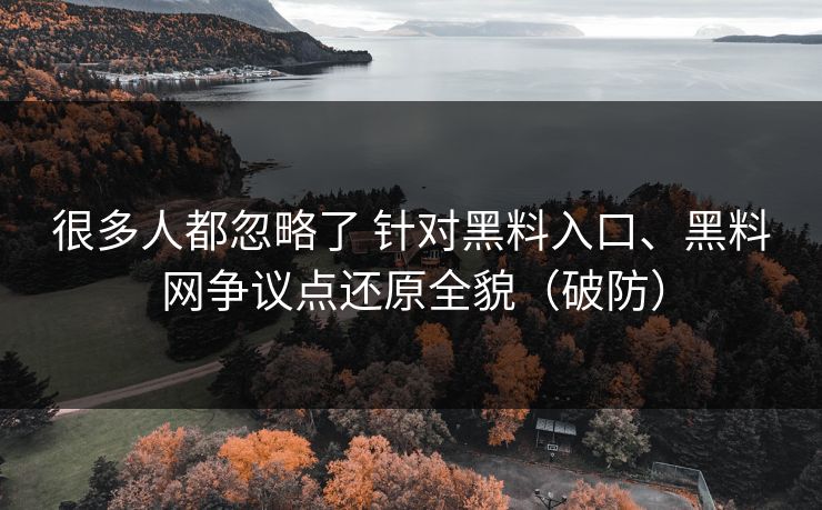 很多人都忽略了 针对黑料入口、黑料网争议点还原全貌（破防）