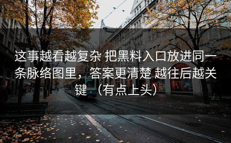 这事越看越复杂 把黑料入口放进同一条脉络图里，答案更清楚 越往后越关键 （有点上头）