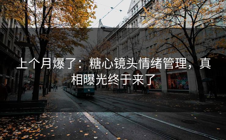 上个月爆了：糖心镜头情绪管理，真相曝光终于来了