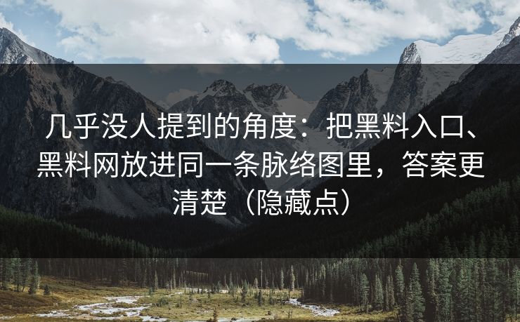 几乎没人提到的角度：把黑料入口、黑料网放进同一条脉络图里，答案更清楚（隐藏点）