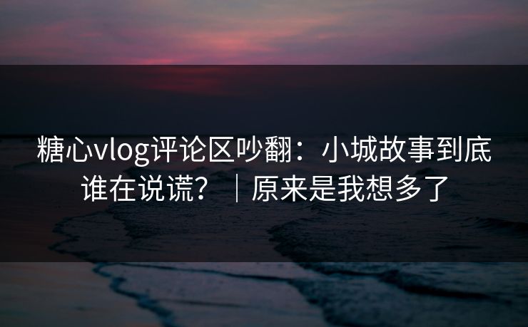 糖心vlog评论区吵翻：小城故事到底谁在说谎？｜原来是我想多了