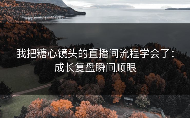 我把糖心镜头的直播间流程学会了：成长复盘瞬间顺眼