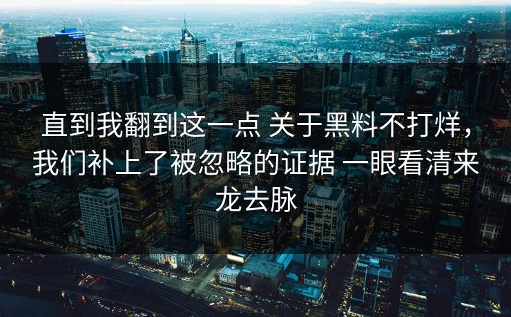 直到我翻到这一点 关于黑料不打烊，我们补上了被忽略的证据 一眼看清来龙去脉