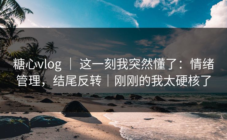 糖心vlog ｜ 这一刻我突然懂了：情绪管理，结尾反转｜刚刚的我太硬核了